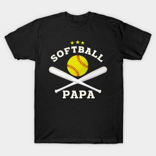 Softball Papa Baseball Lover Dad T-Shirt